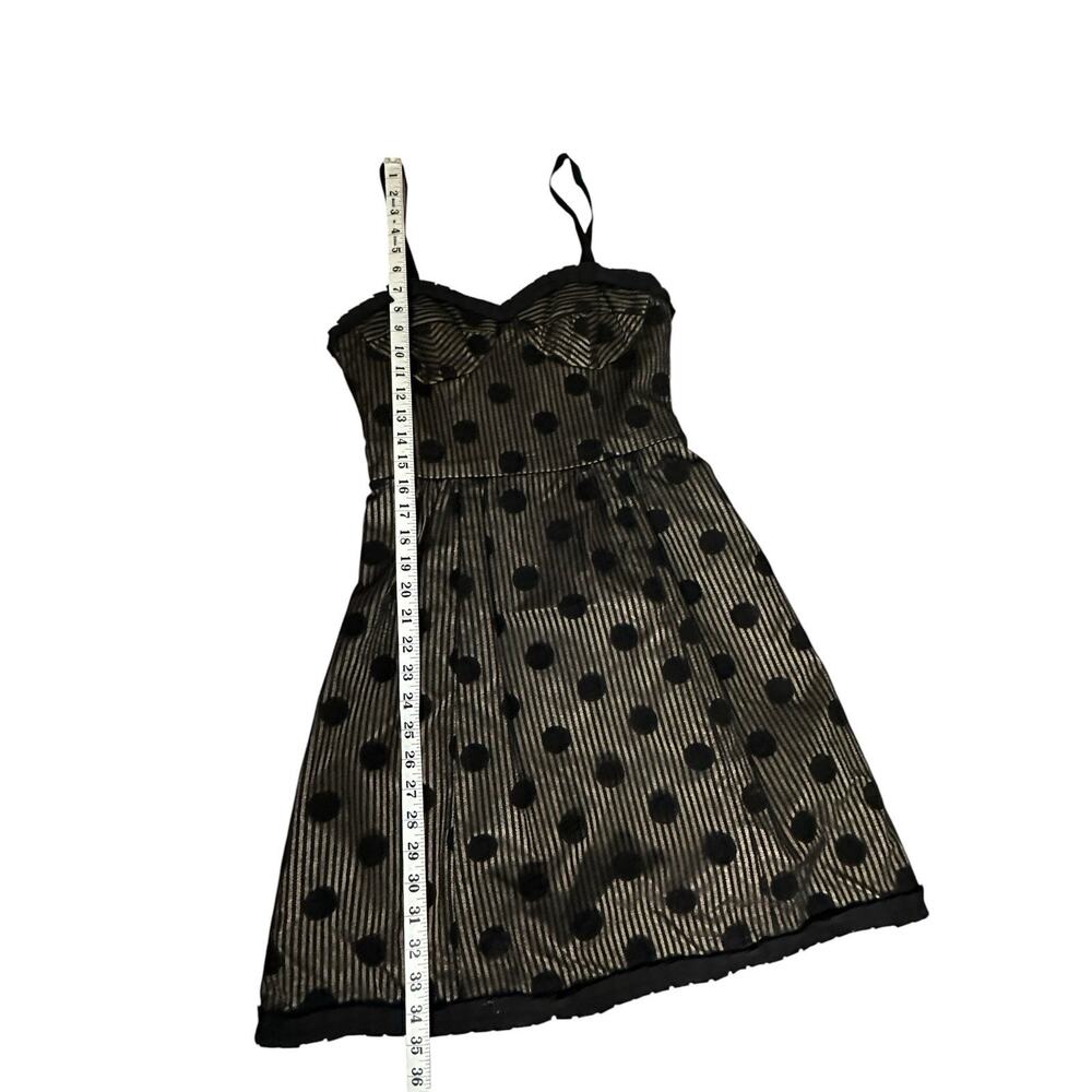 VTG Nanette Lepore Silk Polka Dot Dress Size 2 Black Sheer Stripe Cocktail Party - Picture 7 of 15